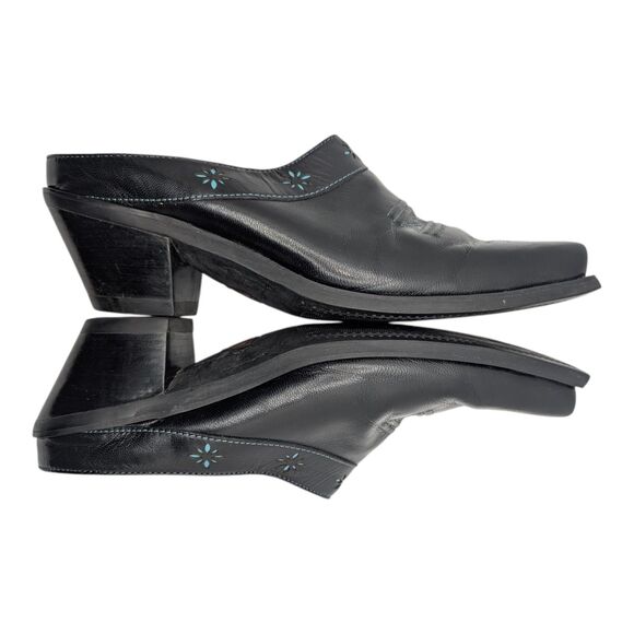 Ariat Women's Desert Star Black Turquoise Mules Leather Western Cowgirl Size 8 - Picture 4 of 8